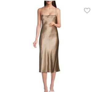 Third Form Dress Crush Bias Satin Midi Slip in Taupe